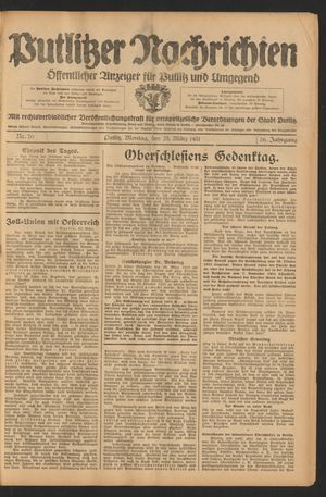 Putlitzer Nachrichten vom 23.03.1931
