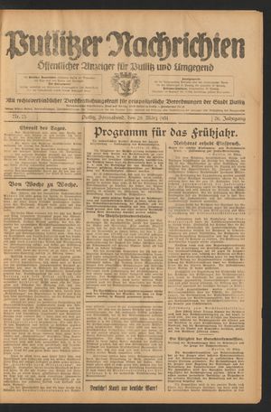 Putlitzer Nachrichten vom 28.03.1931