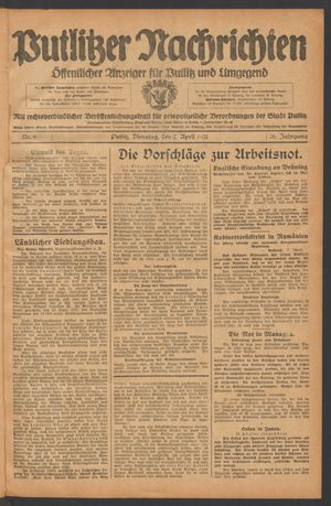 Putlitzer Nachrichten on Apr 7, 1931