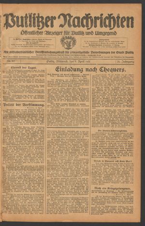 Putlitzer Nachrichten on Apr 8, 1931