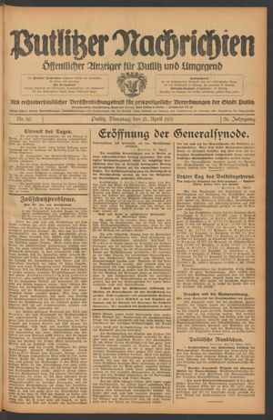 Putlitzer Nachrichten on Apr 21, 1931
