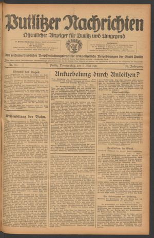Putlitzer Nachrichten vom 07.05.1931