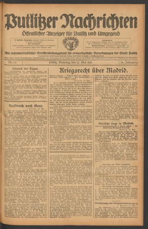 Putlitzer Nachrichten vom 12.05.1931