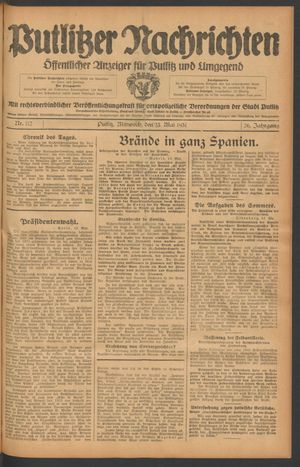 Putlitzer Nachrichten vom 13.05.1931