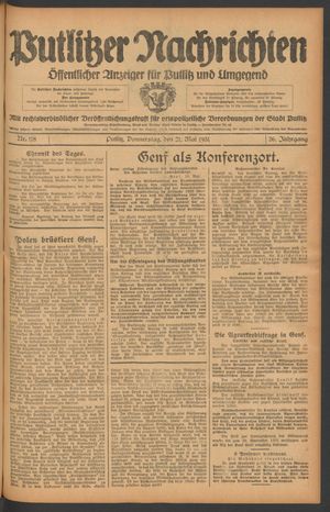 Putlitzer Nachrichten vom 21.05.1931
