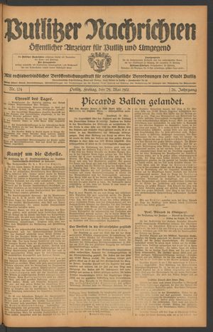 Putlitzer Nachrichten vom 29.05.1931