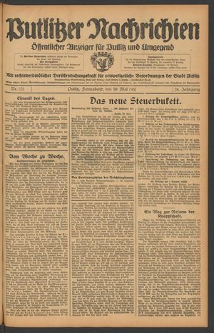 Putlitzer Nachrichten on May 30, 1931