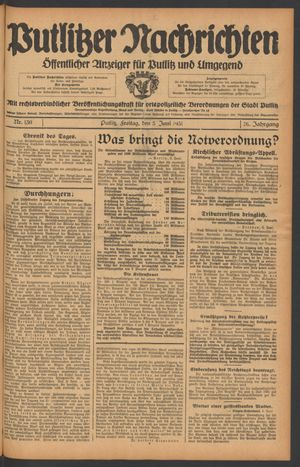 Putlitzer Nachrichten vom 05.06.1931