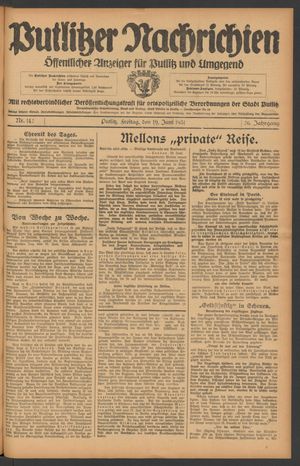 Putlitzer Nachrichten vom 19.06.1931