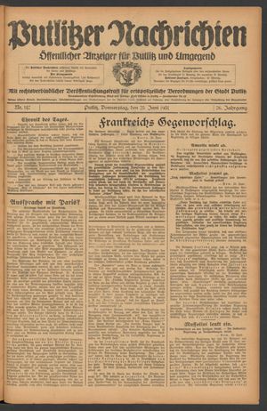 Putlitzer Nachrichten on Jun 25, 1931