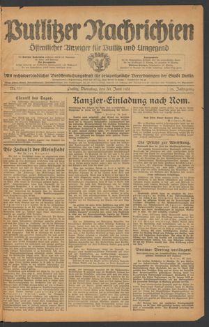 Putlitzer Nachrichten on Jun 30, 1931