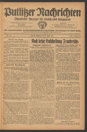 Putlitzer Nachrichten on Jul 3, 1931