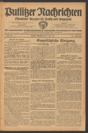 Putlitzer Nachrichten on Jul 6, 1931