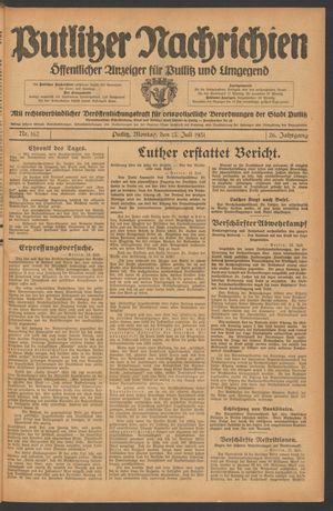 Putlitzer Nachrichten vom 13.07.1931