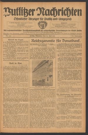 Putlitzer Nachrichten vom 14.07.1931