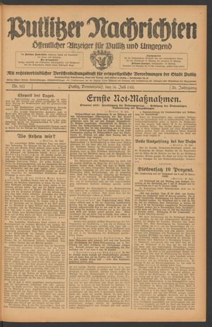 Putlitzer Nachrichten vom 16.07.1931