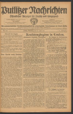 Putlitzer Nachrichten vom 21.07.1931