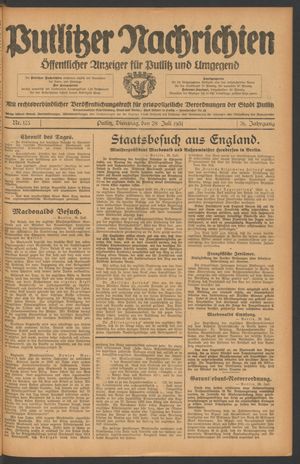 Putlitzer Nachrichten vom 28.07.1931