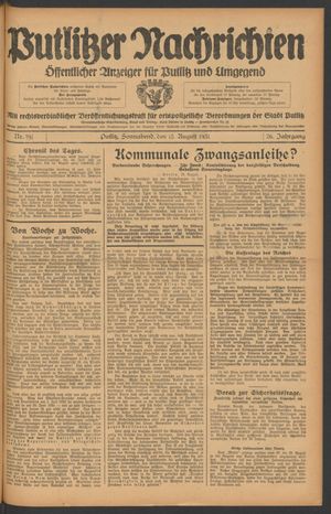 Putlitzer Nachrichten on Aug 15, 1931