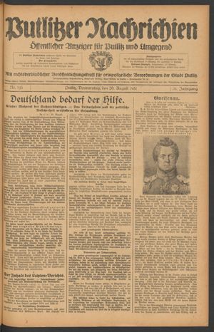 Putlitzer Nachrichten vom 20.08.1931