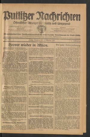 Putlitzer Nachrichten vom 05.10.1931