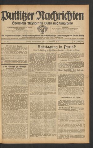 Putlitzer Nachrichten vom 07.11.1931