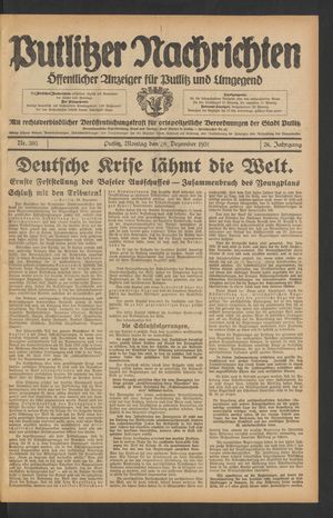 Putlitzer Nachrichten on Dec 28, 1931