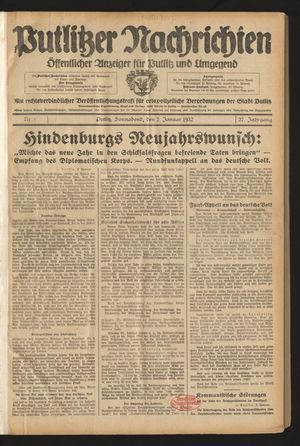 Putlitzer Nachrichten on Jan 2, 1932