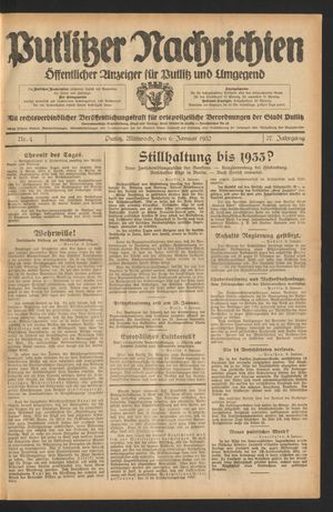 Putlitzer Nachrichten vom 06.01.1932