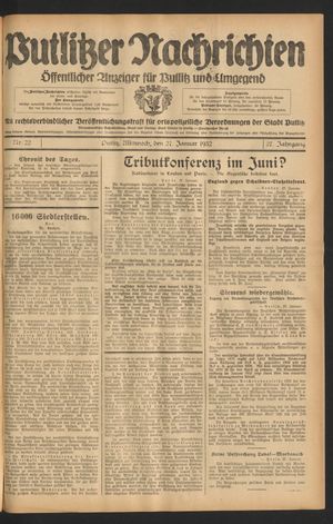 Putlitzer Nachrichten on Jan 27, 1932