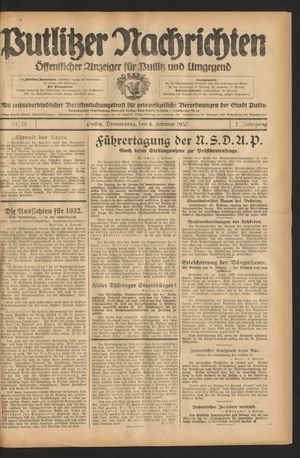 Putlitzer Nachrichten on Feb 4, 1932