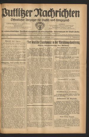Putlitzer Nachrichten vom 05.02.1932