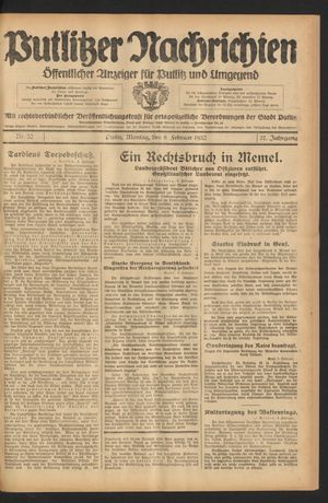 Putlitzer Nachrichten on Feb 8, 1932