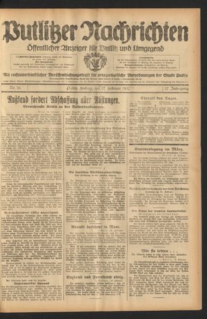 Putlitzer Nachrichten on Feb 12, 1932