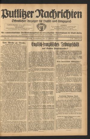 Putlitzer Nachrichten vom 13.02.1932