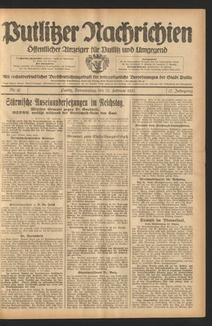 Putlitzer Nachrichten vom 25.02.1932