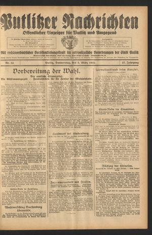 Putlitzer Nachrichten vom 03.03.1932