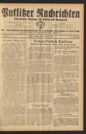 Putlitzer Nachrichten vom 04.03.1932