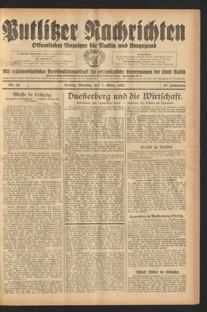 Putlitzer Nachrichten vom 07.03.1932