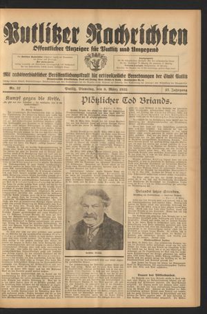 Putlitzer Nachrichten vom 08.03.1932