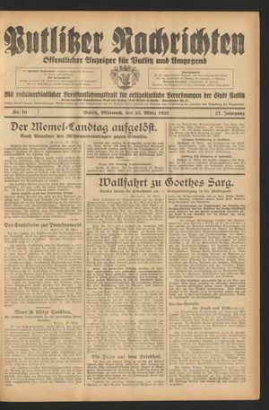 Putlitzer Nachrichten vom 23.03.1932