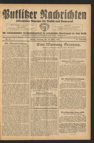 Putlitzer Nachrichten on Mar 29, 1932