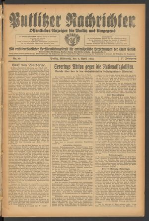 Putlitzer Nachrichten on Apr 6, 1932