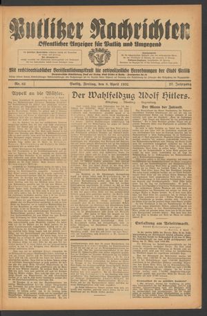 Putlitzer Nachrichten on Apr 8, 1932