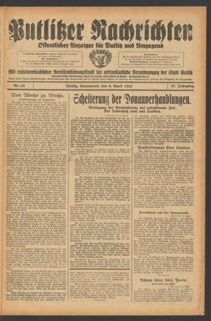 Putlitzer Nachrichten vom 09.04.1932