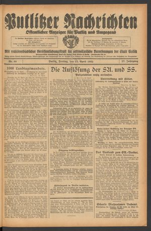 Putlitzer Nachrichten on Apr 15, 1932