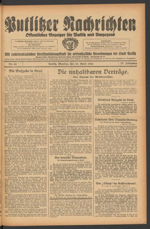 Putlitzer Nachrichten vom 18.04.1932