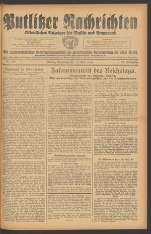 Putlitzer Nachrichten on May 10, 1932