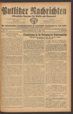 Putlitzer Nachrichten vom 11.05.1932
