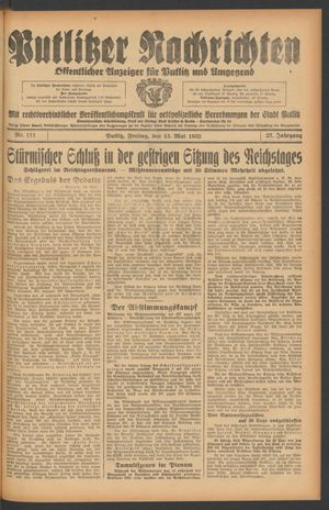 Putlitzer Nachrichten vom 13.05.1932